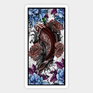 Koi and flowers Sticker